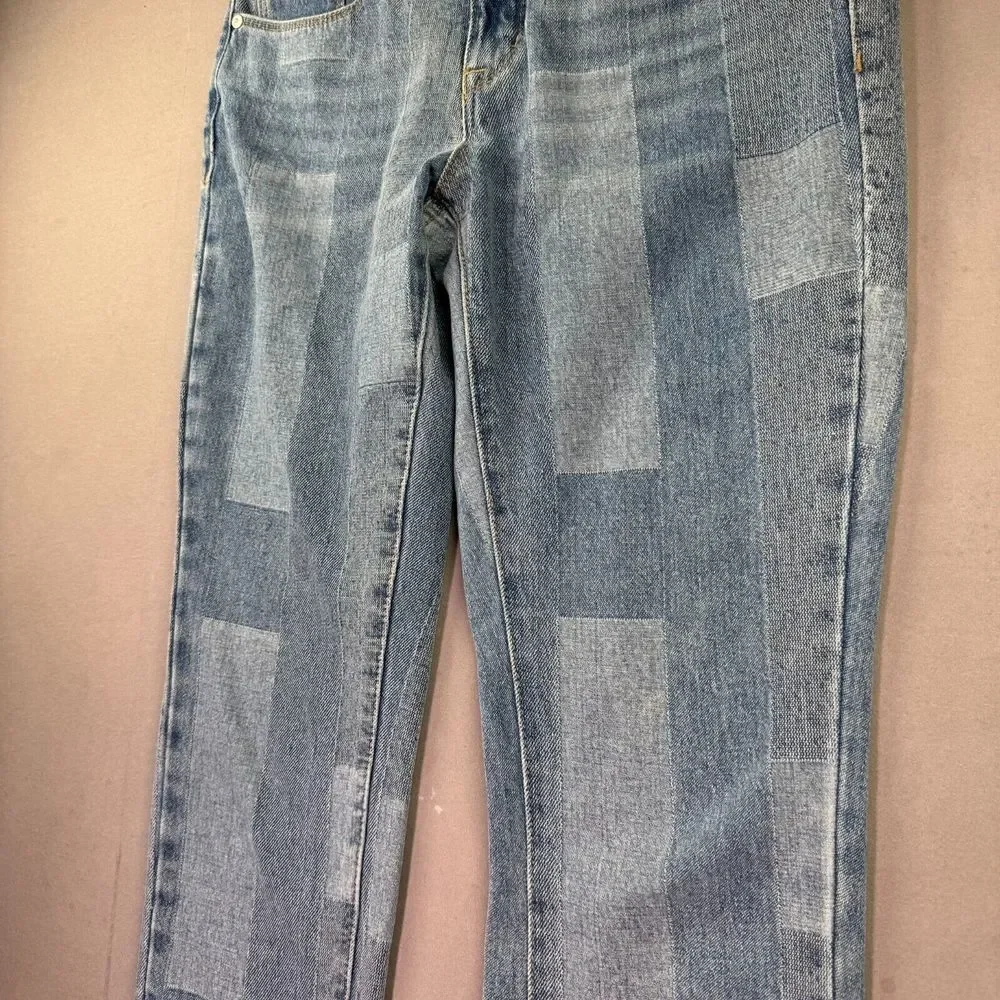 Tribal Jeans Womens 2 Audrey Mid Rise Straight Color Block‎ Denim Soft Crop Y2K - Picture 9 of 15